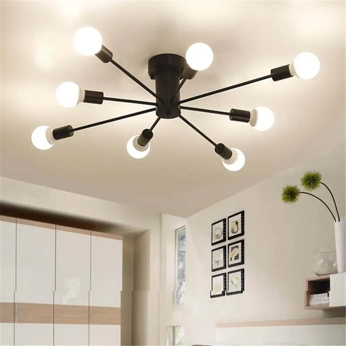 

Modern LED Chandeliers White Industrial Edison 6 8 10 Lights Chandelier Fixture E27 Chander Lights Not Included Bulb Lighting