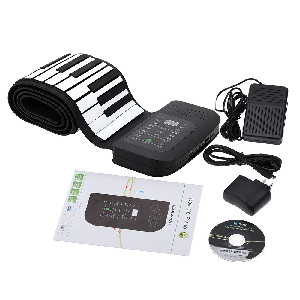 Portable 88 Keys Silicone Flexible Roll Up Piano Foldable Keyboard Hand