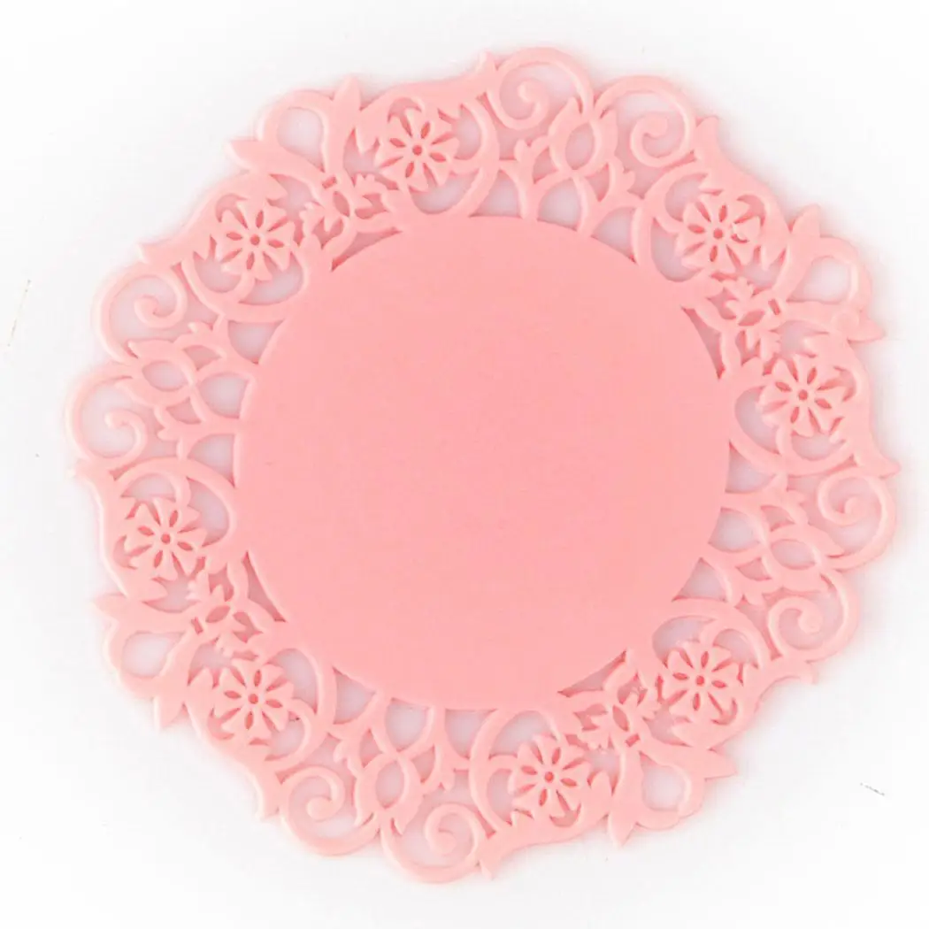 

Lace Flower Silicone Coaster Tea Pad Insulation Office, Home, Bar Cup Lace, Mat Kitchen Tool Hollow Round