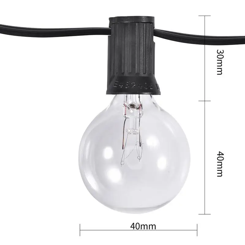 Теплый белый 25 50 100 LED прозрачные лампочки G40 Глобус гирлянды 110 220 В ЕС/США вилка
