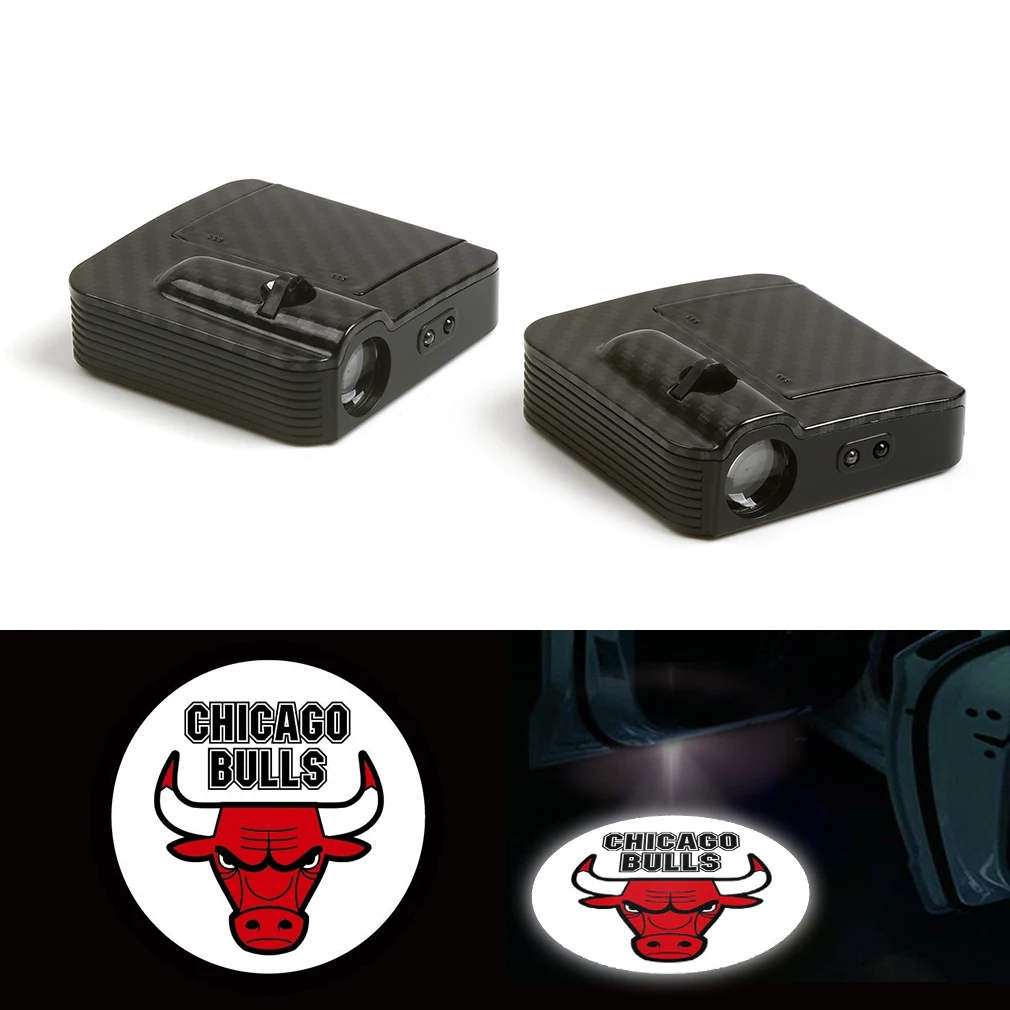 

New Wireless Fit For Chicago Bulls Courtesy Logo Door Ghost Shadow Laser Projector Light 12V Pair