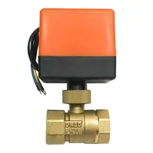 DC24V 3-способ 3-линия 2 контроль латуни нить моторизованный Электрический шарик клапана 15 мм-50 мм нить шаровой клапан DN15/DN20/DN25/DN32