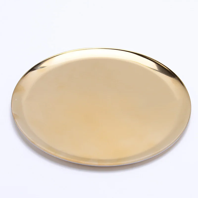 

Rainbow Golden Storage Tray Nordic Metal Round Dish Storage Plate Rainbow Color Fruit Cake Jewery Display Tray Decor