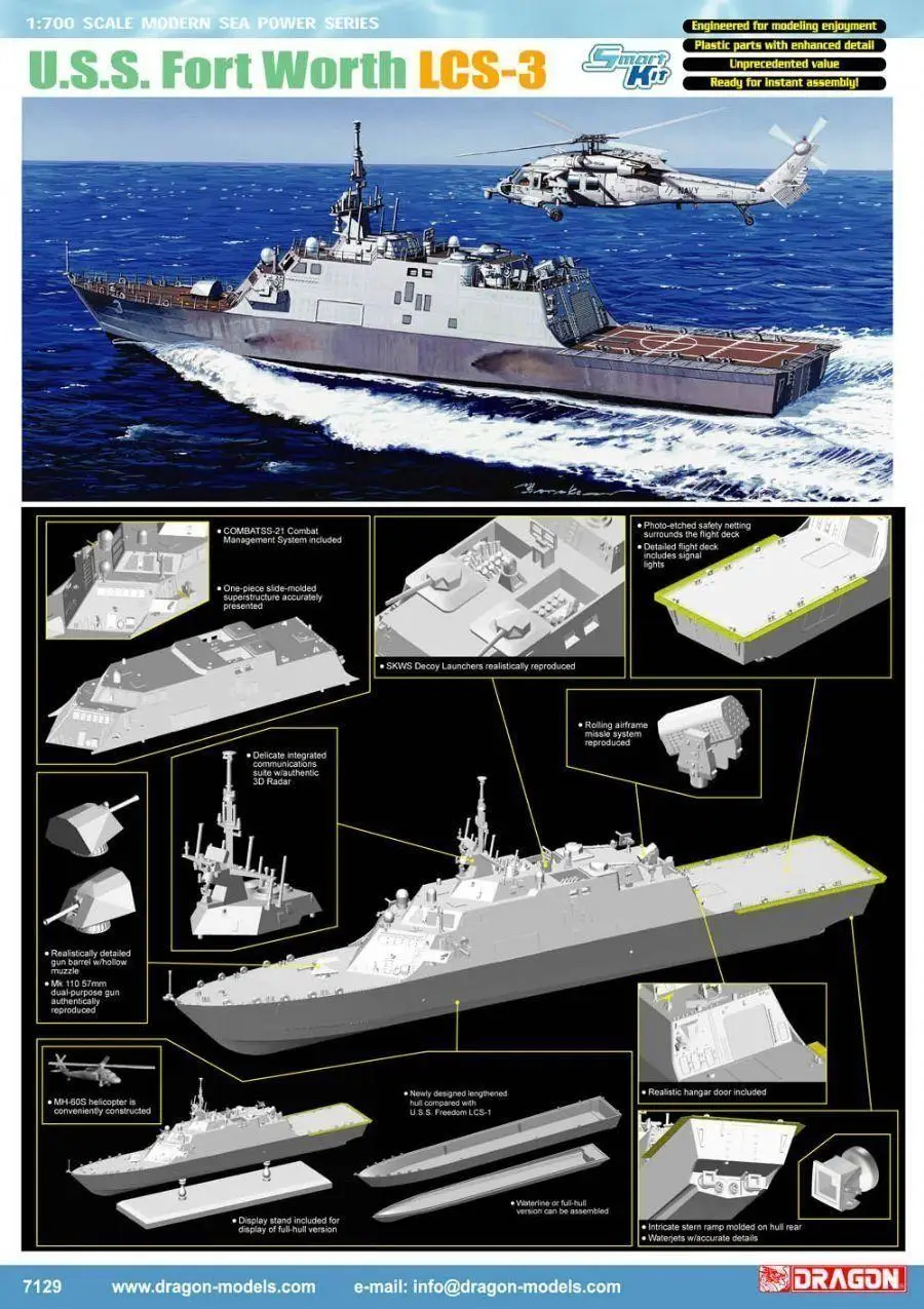 

Dragon 7129 1/700 USS Fort Worth LCS-3 Model kit