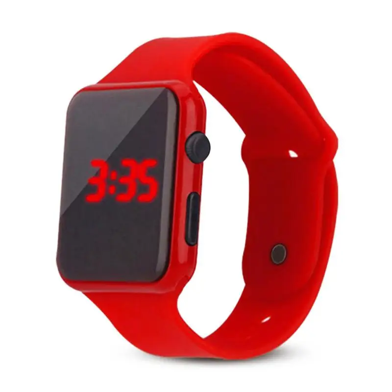 

New Square Silicone LED Watch Girl Boy Student Touch Screen Square Wrist Watch
