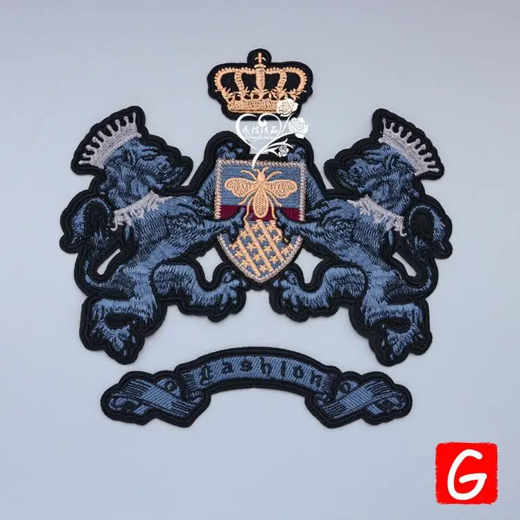 

GUGUTREE embroidery big lion patches animal patches badges applique patches for clothing DX-95