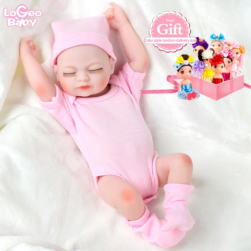 

10" bebes reborn doll clothes kits vinyl doll Mini Realistic Silicone baby dolls Sleeping Newborn baby Girl lol doll Toys Gift