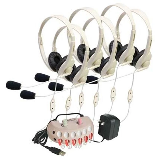 Califone International 1216USB-6 6-Position USB Listening Center With Headphones |
