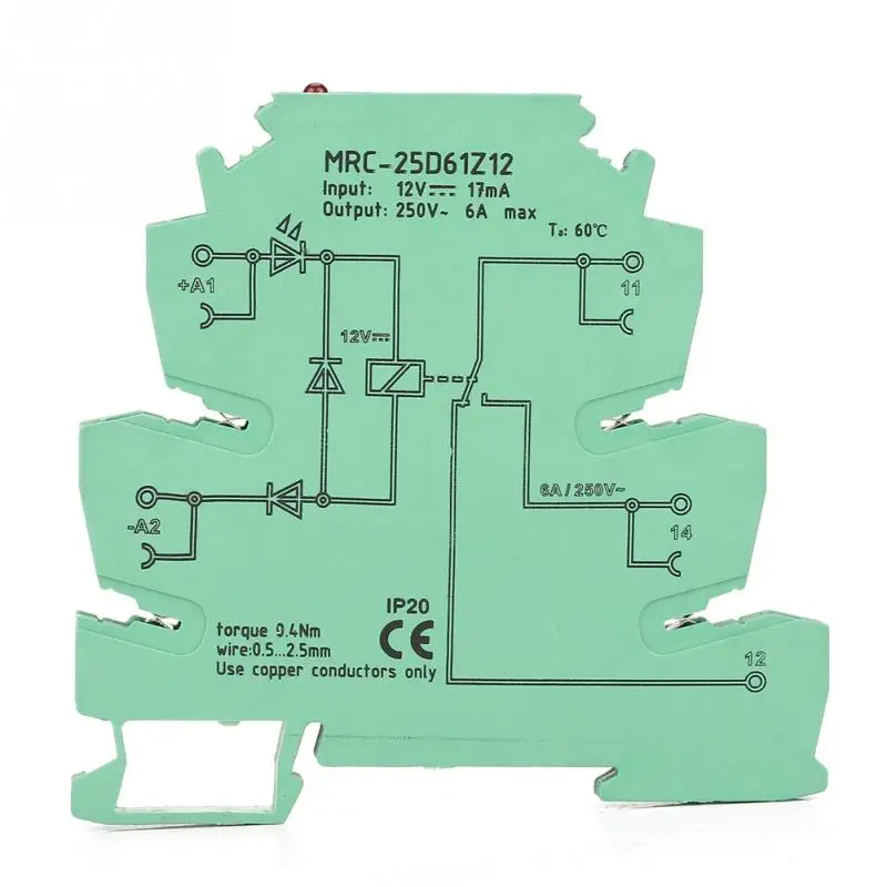 

New MRC-25D61Z12 12VDC 6A Electromagnetic Contact PLC Ultra-thin Interface Relay Module 1NO 1 NC