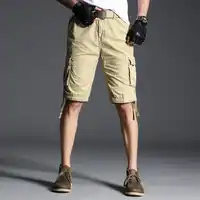 Men 2019 New Cargo Shorts Summer Fashion Solid Short Pants Camouflage Military Pockets Cargo Shorts Men Brand Clothing 29-40