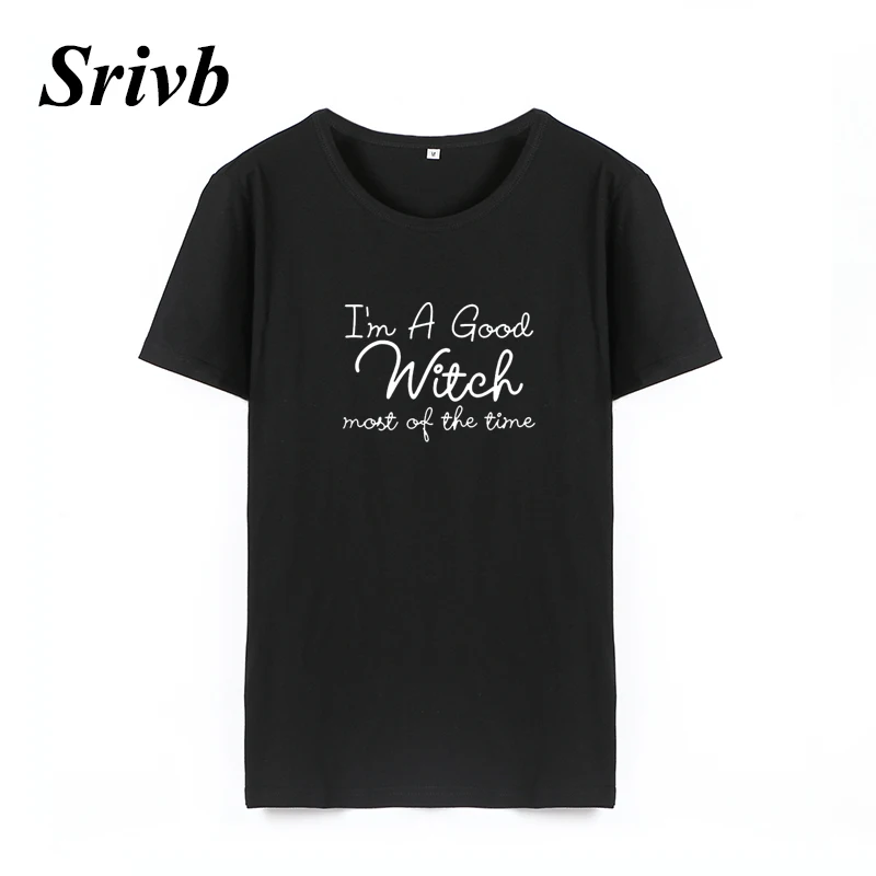 

Srivb I'm A Good Witch Korean Fashion Short Sleeve Women Summer Funny Cotton Women Tshirt New O-neck Print Tshirt Women Clothing