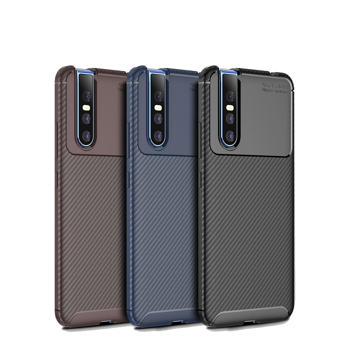 for Vivo V15 Pro Case Slim Fit Soft TPU Phone Case Shockproof Carbon Fiber Dual Layer Silicone Armor Cover Full Ptotection