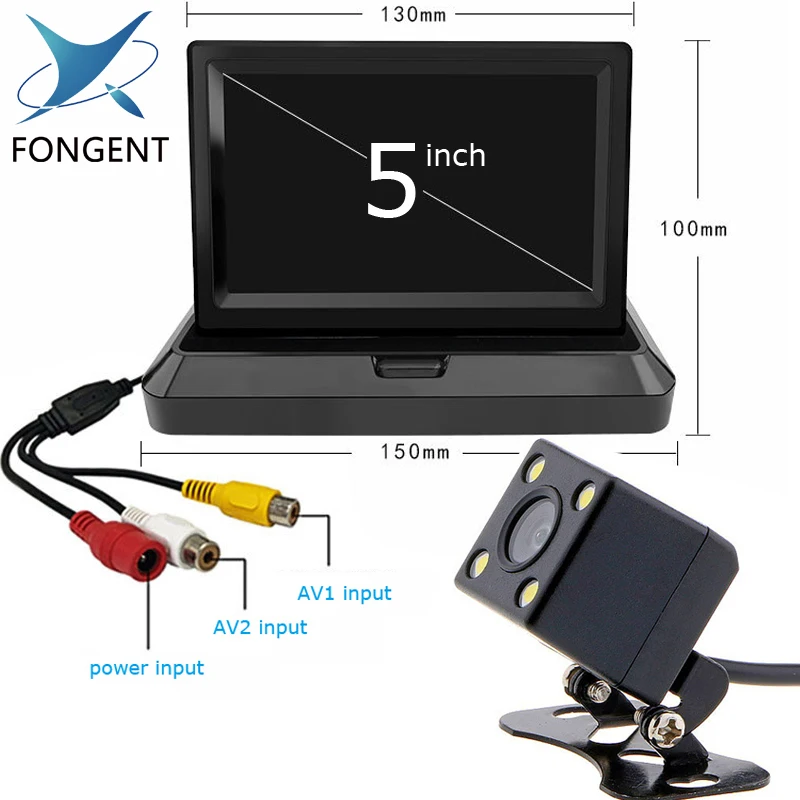

Auto Parking Assistance Rear View Camera Color LCD Video Foldable Monitor 5 inch TFT Screen Car monitor Rearview Reversing