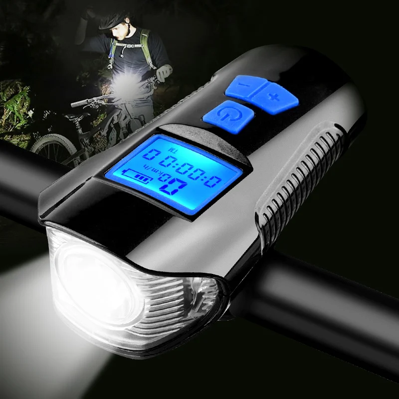Fahrrad Scheinwerfer mit Horn Bell Bike USB rebulierbare LED-Licht wasserdicht 