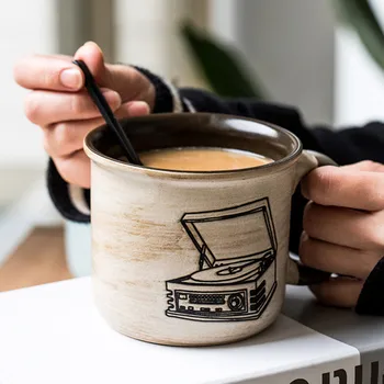 

Retro Creative Ceramic Girl Office Coffee Mugs 420ml Kids Hand Painted Milk Cup Tumbler Travel Water Cup For Tea Birthday Gift