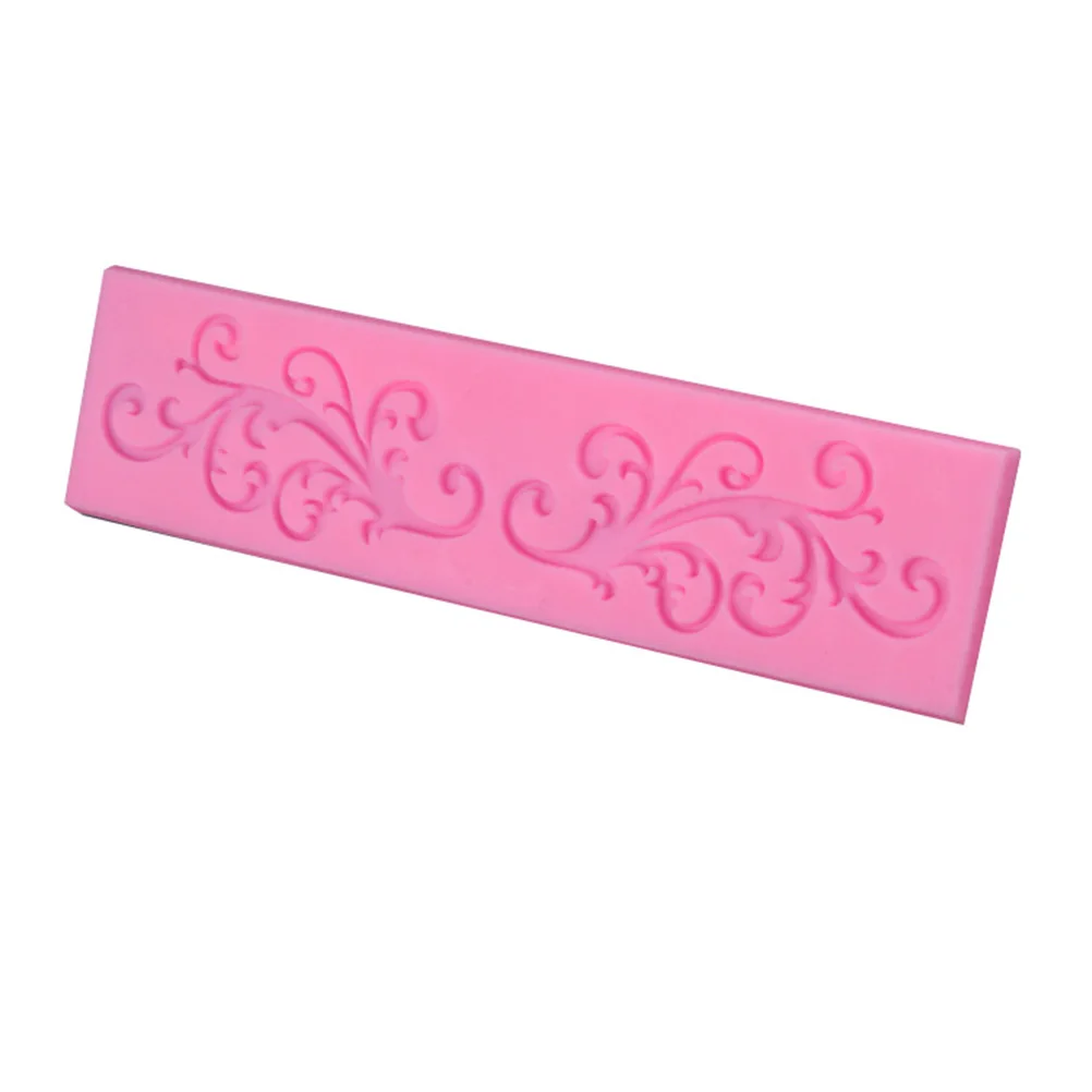 1Pc Pink Silicone Fondant Cake Embosser Lace Impression Mat DIY Baking
