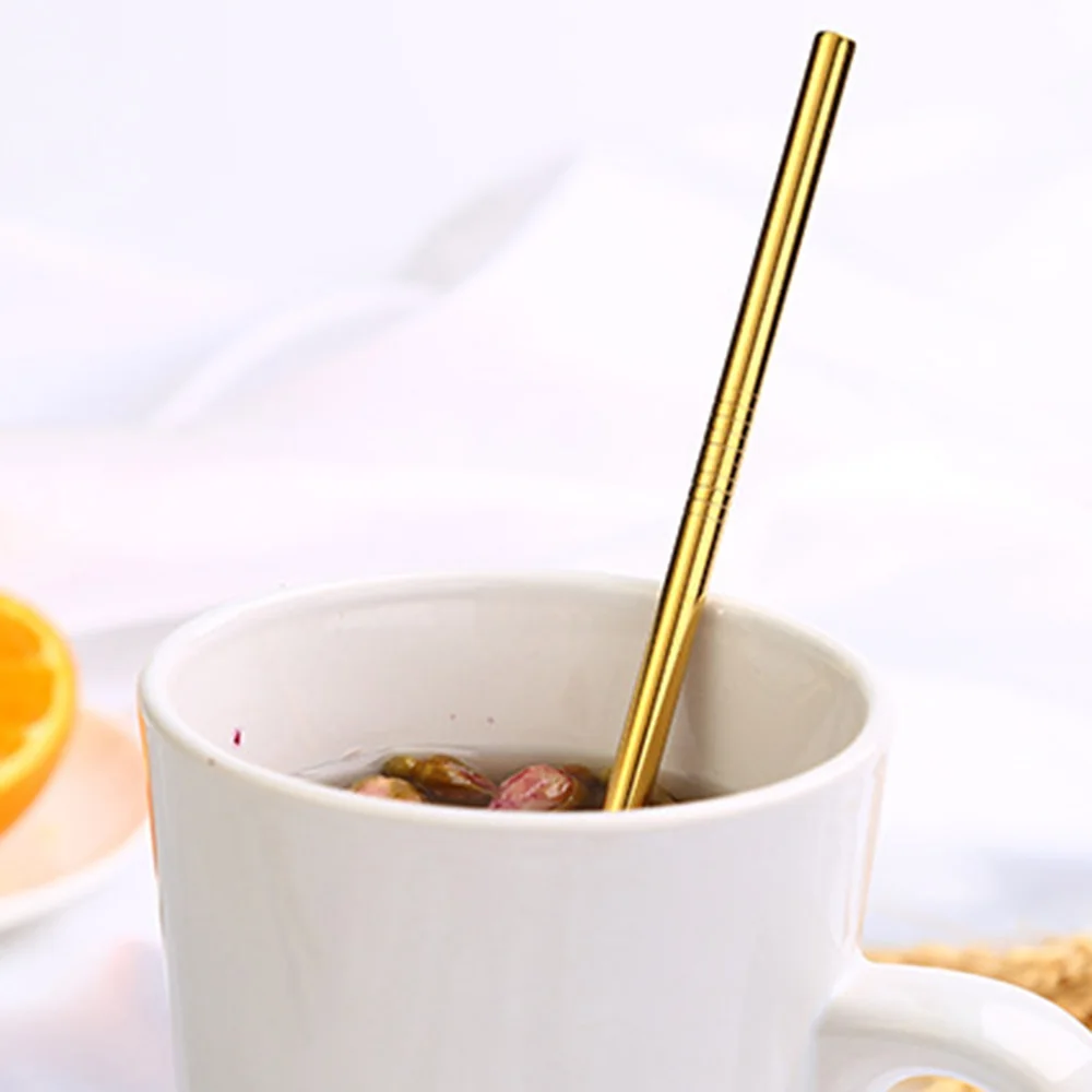

Reusable Drinking Straw 304 Stainless Steel Metal Straw 1Pcs 215*6 Straight with Anti-slip screw thread groove Smooth nozzle.