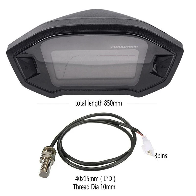 

Universal Adjustable Motorcycle LCD Digital Tachometer Speedometer Odometer Gauge 13000RPM 1/2/3/4 Gear Motor Digital Accessory