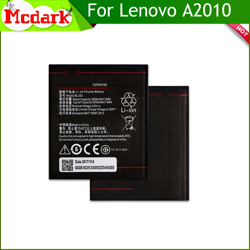 

BL253 Battery For Lenovo A2010 A1000 A1000M Batterie Bateria Accumulator AKKU 2050mAh