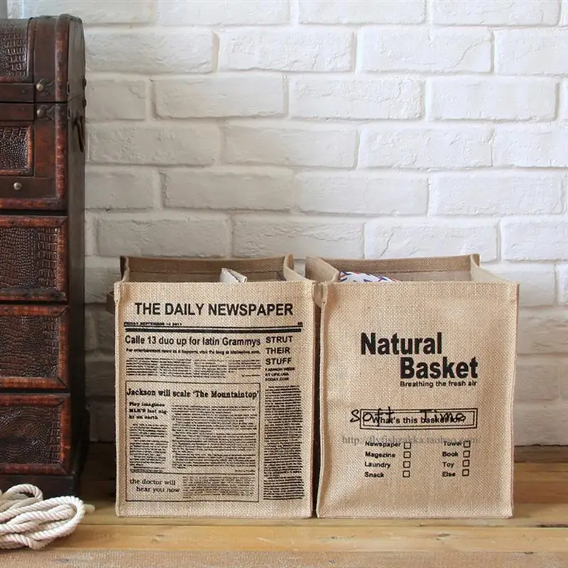 1 قطعة صندوق تخزين طوي الجوت أشتات المنظم خزانة ملابس سلة الغسيل حقيبة اللوازم المنزلية للمنزل فندق المسكن