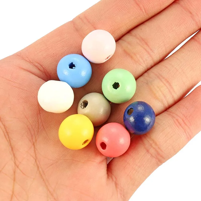

50Pcs Mixed Random Color Natural Round Wood Beads For Handmade Necklace Bracelet DIY Fashion Jewelry Accessories 8 10 12mm