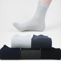 Носки модные деловые бамбуковые волокна короткие носки весна осень дышащие прочные мужские носки Модные Meias Crew Бесплатная доставка