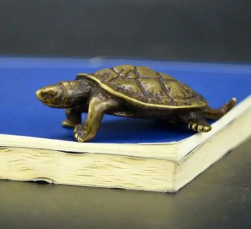 

Chinese Pastoral Style Pure Copper Brass Bronze Animal Tortoise Small Statue