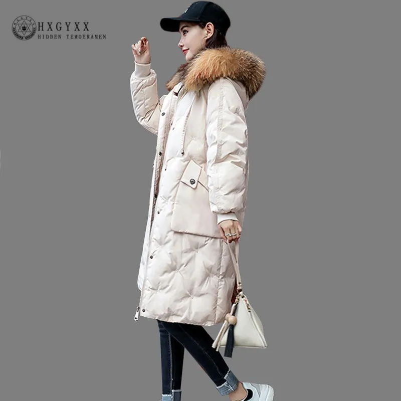 

Fur Collar Hooded Warm Long Parka Female Thick Cotton Outwear Pockets Plus Size Winter Jacket Women Quilted Coat 2019 Okd536