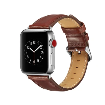 

for Apple Watch Series 4 44mm 40mm Leather Strap for Apple Watch 1 2 3 Replacement Band Men Women Black Blue Red Dark Brown