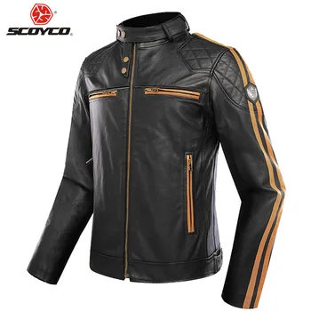 

SCOYCO Retro Cowhide Leather Motorcycle Jacket Moto Jaqueta Motoqueiro Blouson Moto Homme Clothing Armor Vintage Touring Jackets