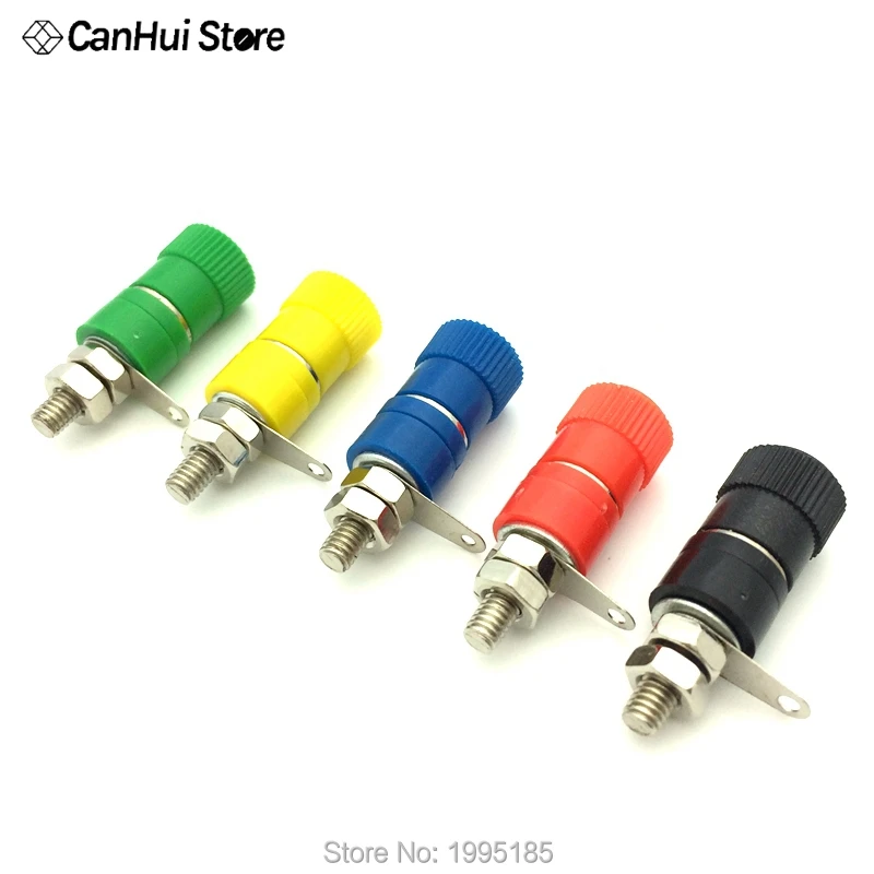 

10PCS Terminal Blocks JS-910B JS-919 4mm Amplifier Terminal Connector Binding Post Banana Plug Jack Mount 5 Color Each 2Pcs Red