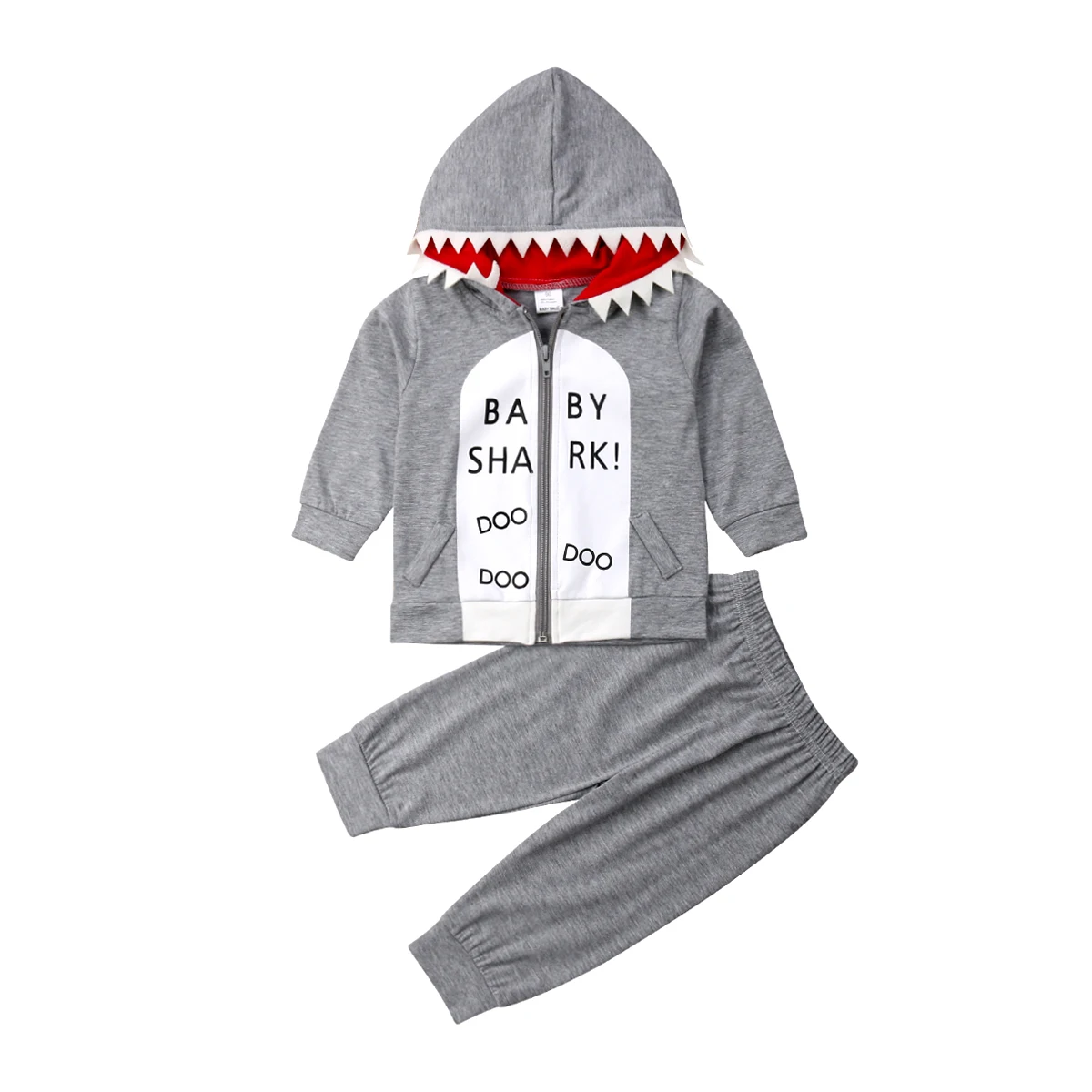 

2019 Newest Style Toddler Kids Baby Fashion Boy Autumn Winter Shark Clothes Zipper Hoodie Tops+Pants Outfits 2Pcs Clothing Set