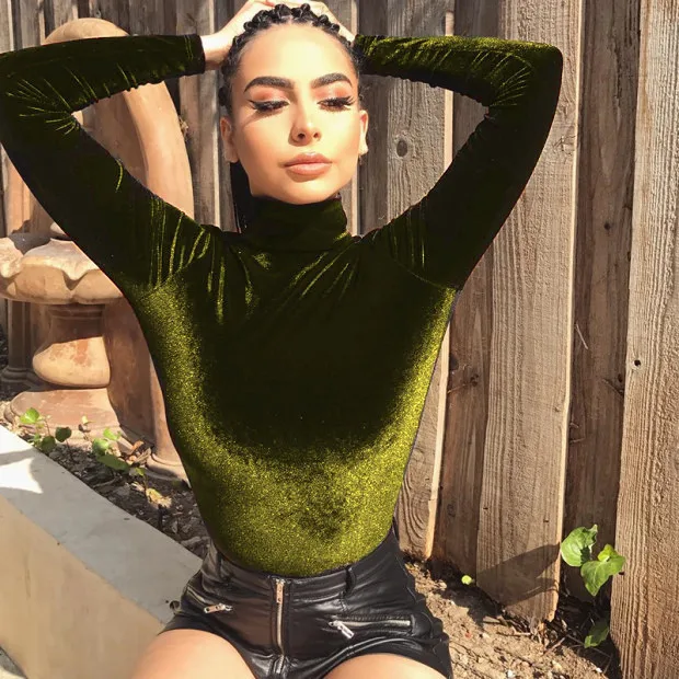 SUCHCUTE Sexy Solid Velvet Turtleneck Skinny Bodysuits Women 2018 Autumn Winter Long Sleeve Bodycon Sheer Open Crotch Bodysuit SUCHCUTE Sexy Solid Velvet Turtleneck Skinny Bodysuits Women 2018 Autumn Winter Long Sleeve Bodycon Sheer Open Crotch Bodysuit