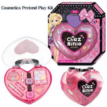 

Princess Makeup Cosmetics Pretend Play Girls Makeup Beauty Toy Safe Nontoxic Kit Toys For Girls Dressing Cosmetic Travel Handbag