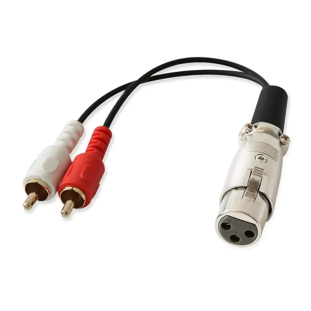 Переходник XLR Мама 2 RCA папа для аудиокабеля металлический позолоченный