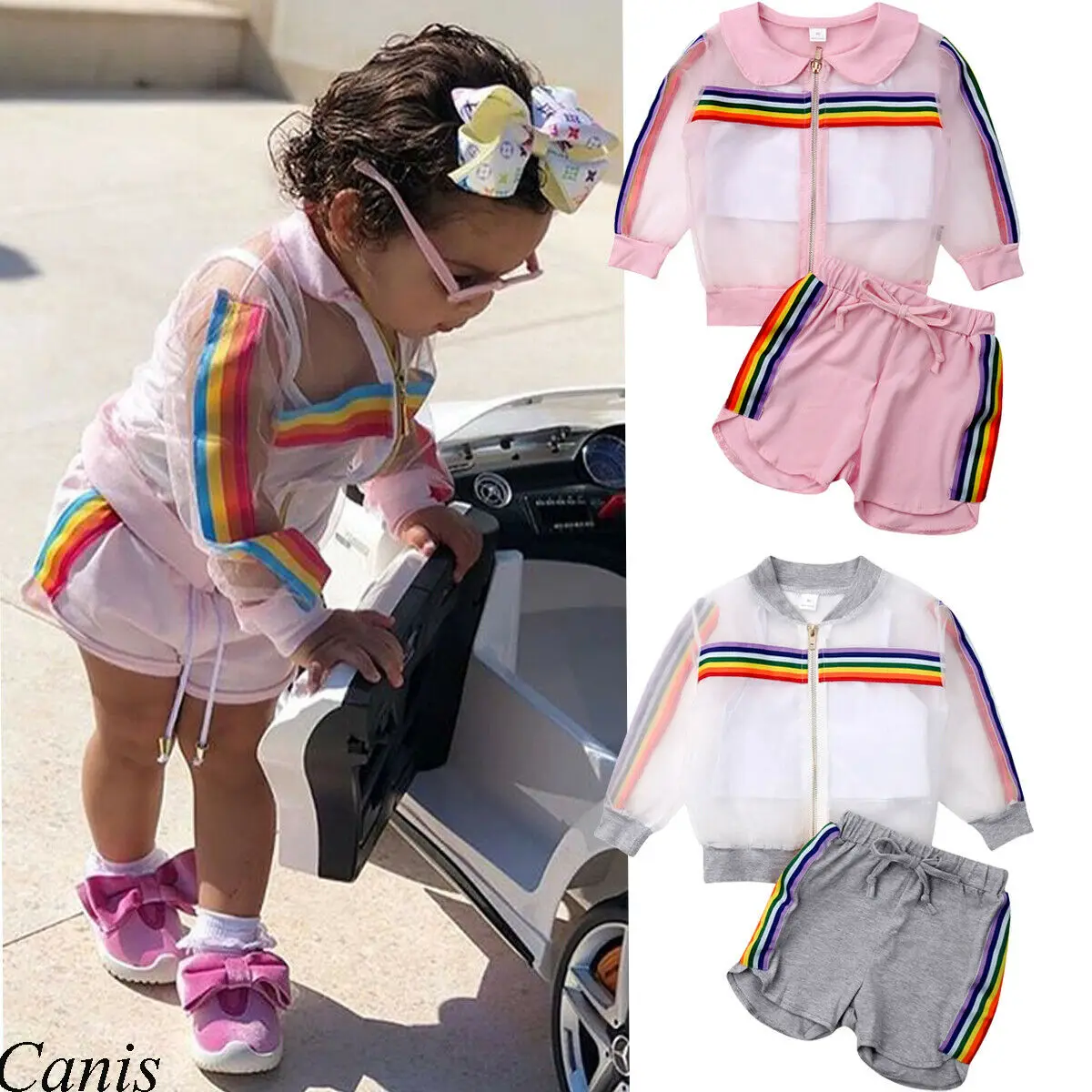 

Pudcoco 2019 Summer Newborn Kid Baby Girl Long Sleeve Coat+Vest+Short Pants Outfit Clothes Summer Cute Set