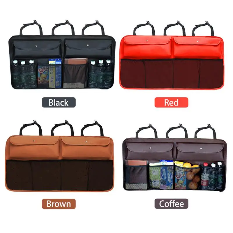 

Car Trunk Bag Large Capacity Cartoon Sundries Organizer With Net Pocket Back Seat Leather Back Bag Interior Accessories Supplies