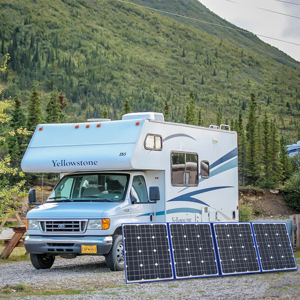 XINPUGUANG black solar panels 220W (55W x 4 Piece) 18V only China folding + 12/24V Solar controller charge battery motorhome XINPUGUANG black solar panels 220W (55W x 4 Piece) 18V only China folding + 12/24V Solar controller charge battery motorhome