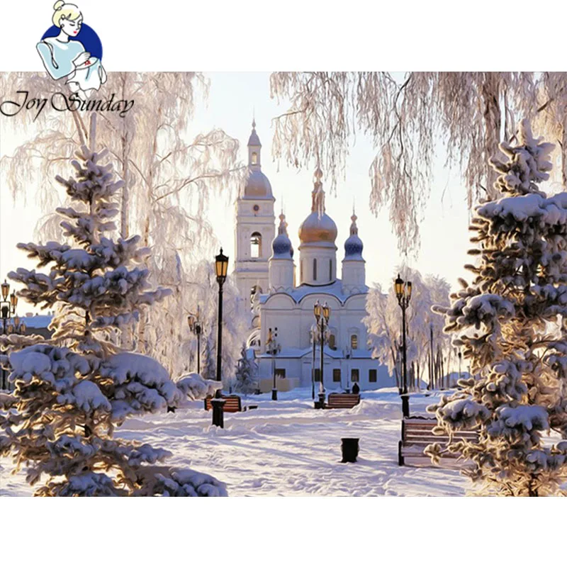JoySunday Алмазная вышивка пейзажа полностью квадратная картина наборы вышивки