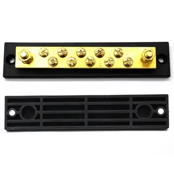 

Universal DC 12-48V Truck Motorhome Coach Boat Bus Bar Marine RV Brass 10 Gang Terminal Block Connector Common Accessories