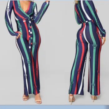 

Women's Stripe Clubwear Summer Playsuit Bodycon Party Jumpsuit Romper Trousers