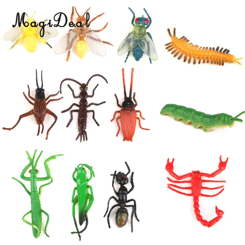 MagiDeal 12Pcs/Set Plastic Zoo Artificial Insect Model Toy for Kids