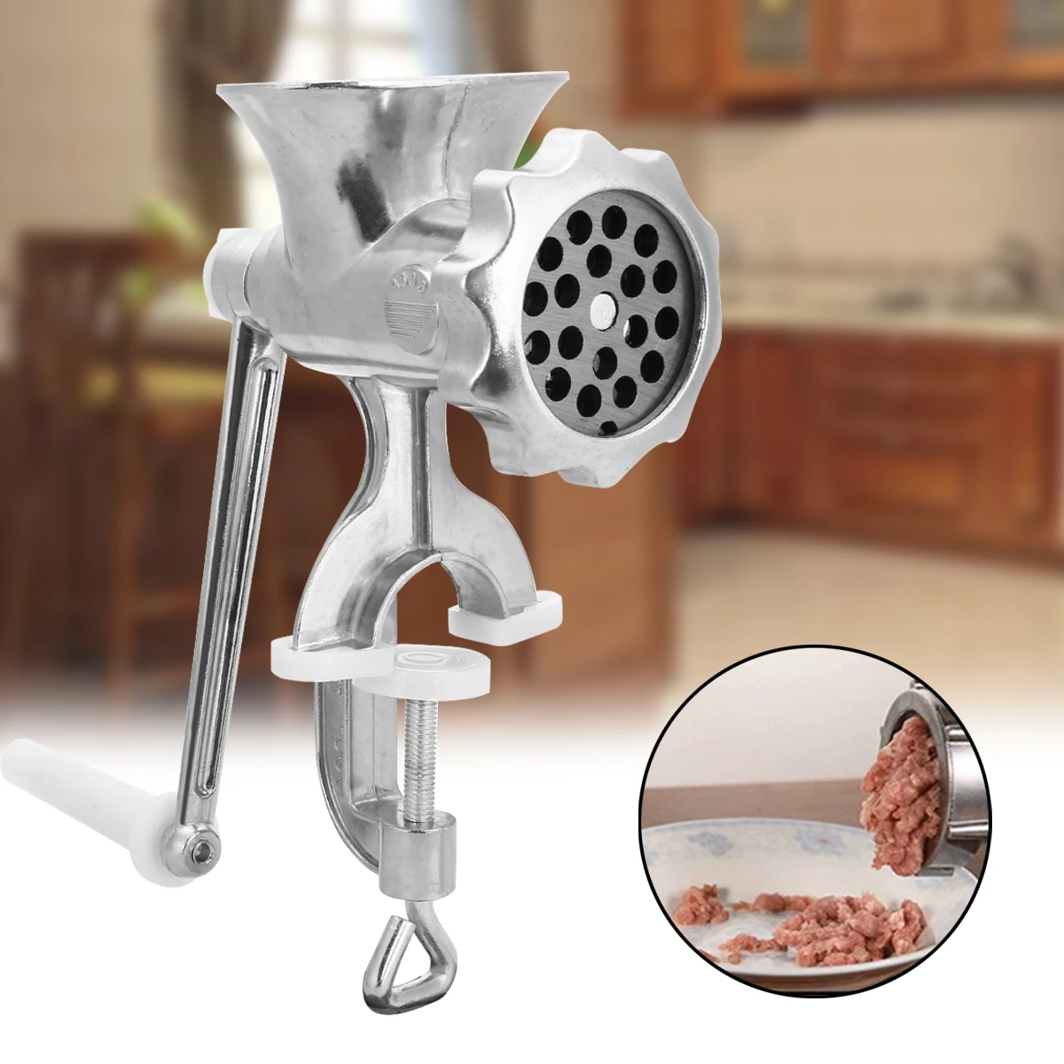 Manual Meat Grinder Aluminum Alloy Hand Crank Sausage Mincer Kitchen