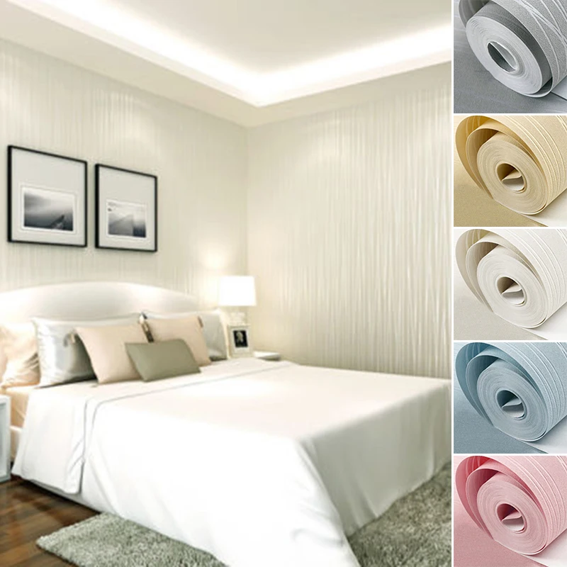 

10M Modern Stripe Embossed Flock Textured Non-woven Wall Sticker Accessories