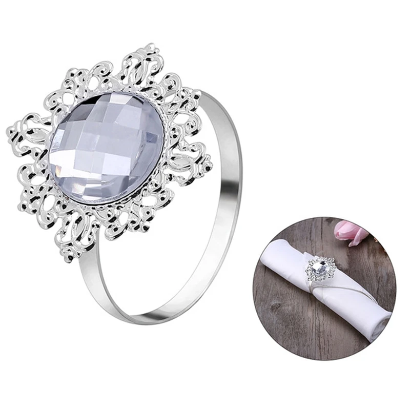 Botique-12Pcs акриловые серебряные свадебные кольца для салфеток круглое полотенце кольца держатели банкет для свадебного ужина украшения
