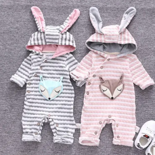 

2018 Cute Fox Newborn Baby Boy Girl Romper Hooded Jumpsuit Outfits Clothes One-Pieces