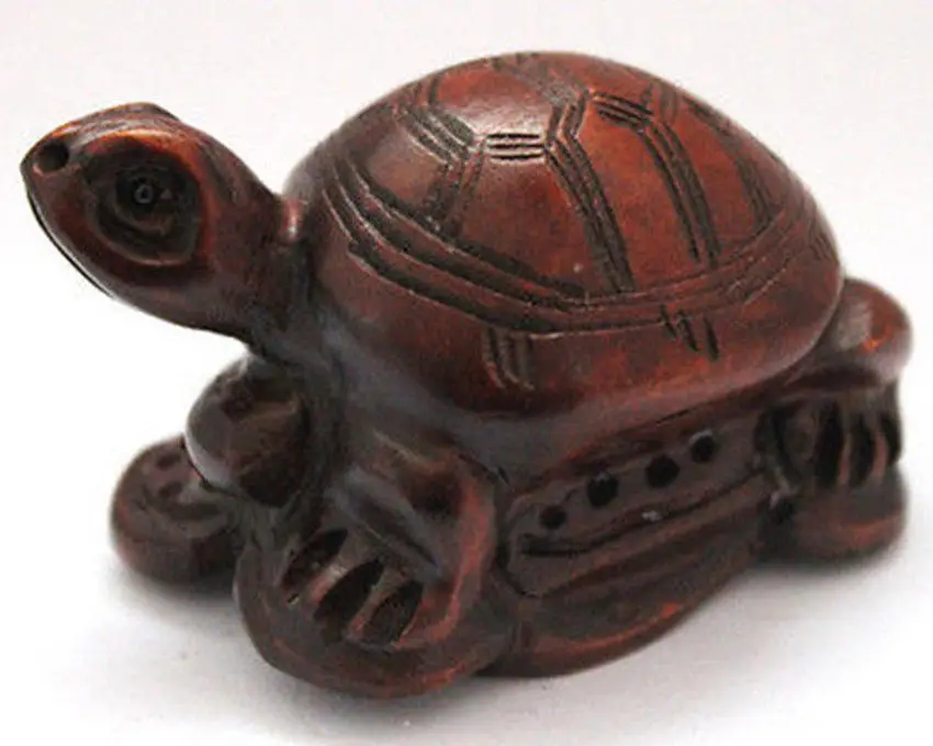 

Collectable Chinese Wood Carved Lovely Tortoise Old Boxwood Ornaments Exquisite Small Statues