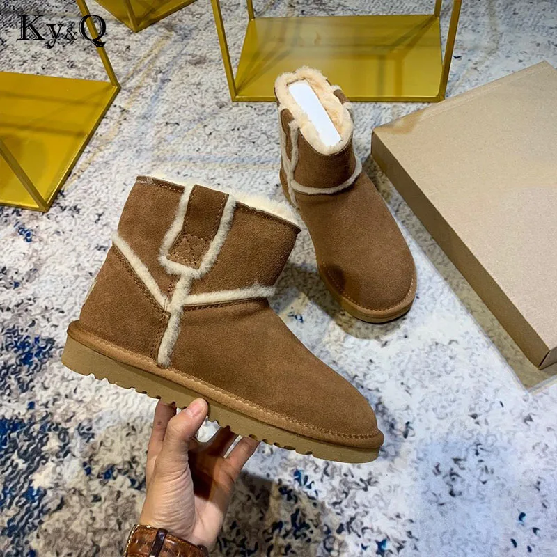 

Brands Winter Snow Boots Female Ankle Boots Warmer Plush Fur Suede Rubber Flat Fashion Platform Woman Shoes