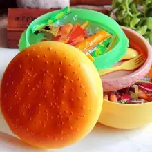 800/1000ML Dubbele Leuke Kids Hamburger Bento Lunchbox Voedsel Container Opslag met Vork Isolatie Lunchbox Bento container(China)