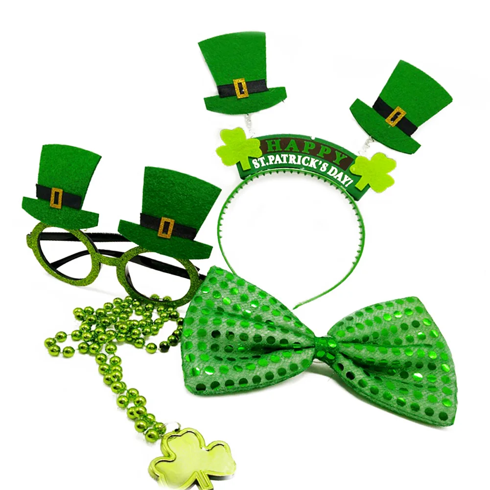 Набор очков Shamrock 4 шт. бант повязка на голову для вечеринки в честь Святого